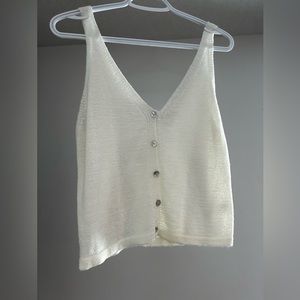 Small Okakie Knit Warm White Vest with Mother of Pearl Style buttons